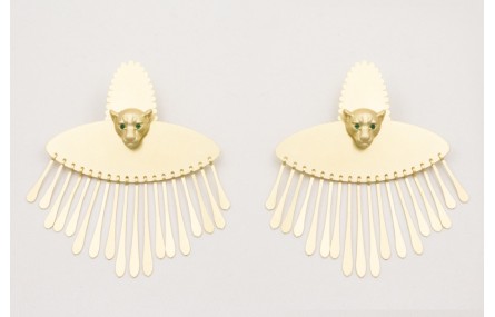 Pendientes perno semi ovalado dentado con colgante