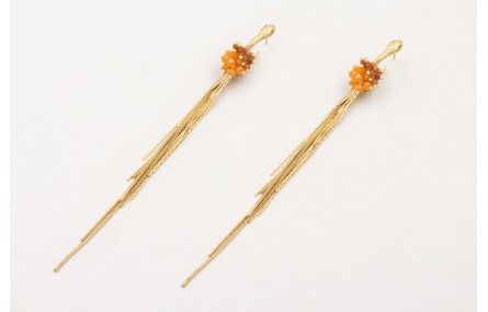 Pendientes serpiente ojos verdes con flecos dorado