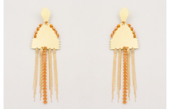 Pendientes triangulo dentado con colgante semi ova