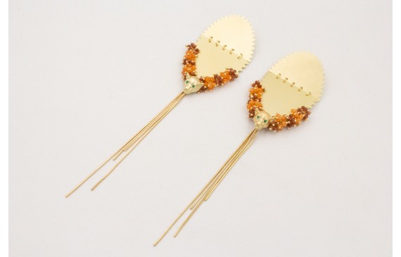 Pendientes perno semicirculo dentado con colgante 