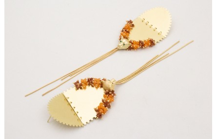 Pendientes perno semicirculo dentado con colgante 