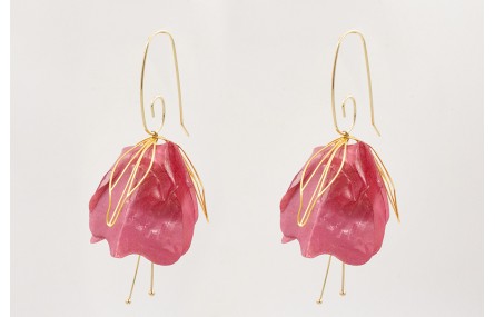 Pendientes gancho dorado brillo con casquilla lent