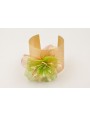 Brazalete con flores metalicas cobre y verde, flor
