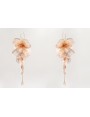 Pendientes gancho dorado con flores metalicas colo