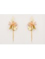 Pendientes perni lámina satinada con flores metali