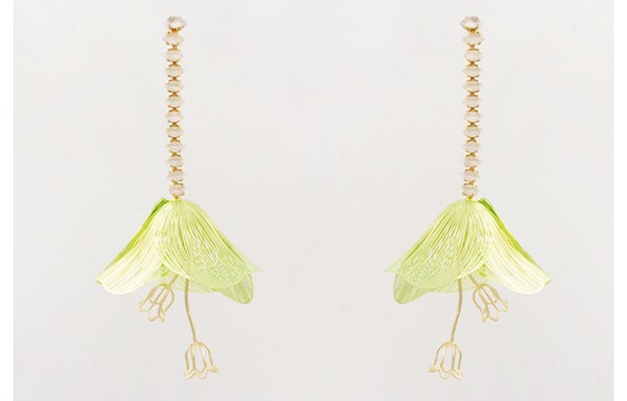 Pendientes cadena strass cristal opal con campanil