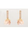 Pendientes cadena strass cristales rosas con flor 