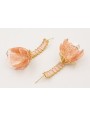 Pendientes cadena strass cristales rosas con flor 
