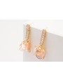 Pendientes cadena strass cristales rosas con flor 