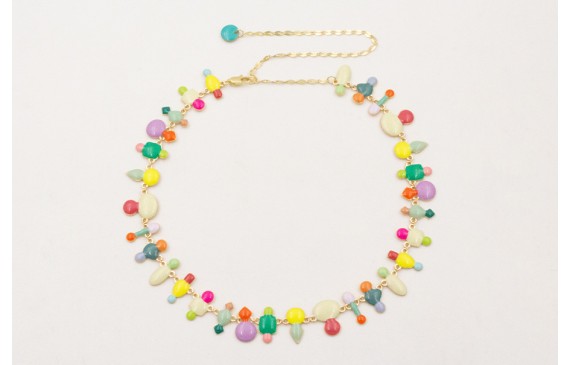 Collar esmaltitos de colores con cadena eslavón ov