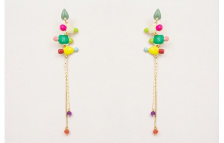 Pendientes perno gota esmaltda turquesa con distin