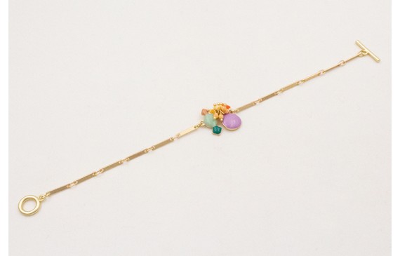 Pulsera cadena listones con centro esmaltitos y bu