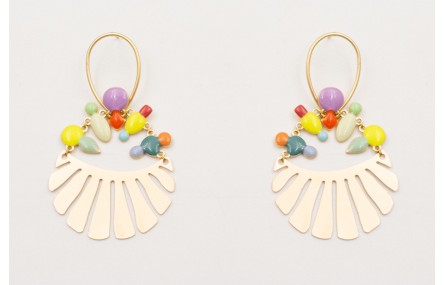 Pendientes herradura con lámina babero con esmalti