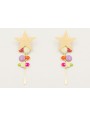 Pendientes perno estrella satinada con esmaltitos 