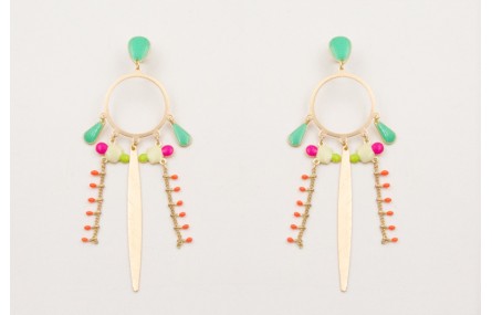 Pendientes perno gota esmaltada turquesa con aro 6