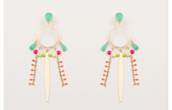 Pendientes perno gota esmaltada turquesa con aro 6