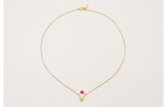 Solitario cadena micro ovalos dorado mate con esma