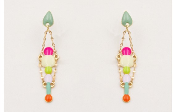 Pendientes perno gota esmaltado turquesa con esmal