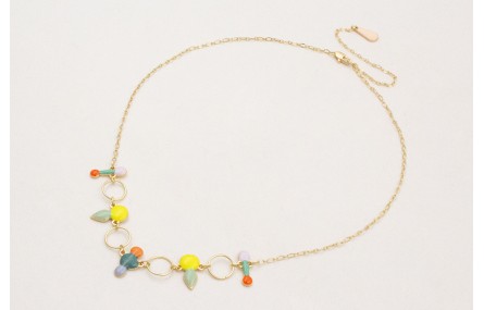 Collar cadena eslabón ovalado con esmaltitos de co