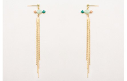 Pendientes perno bolita dorada mate con eslamatito