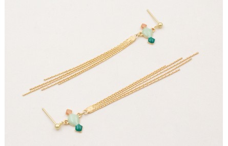 Pendientes perno bolita dorada mate con eslamatito