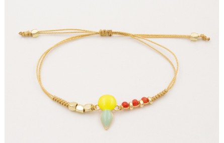 Pulsera hilo metalico dorado nudo serpiente con es