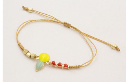 Pulsera hilo metalico dorado nudo serpiente con es