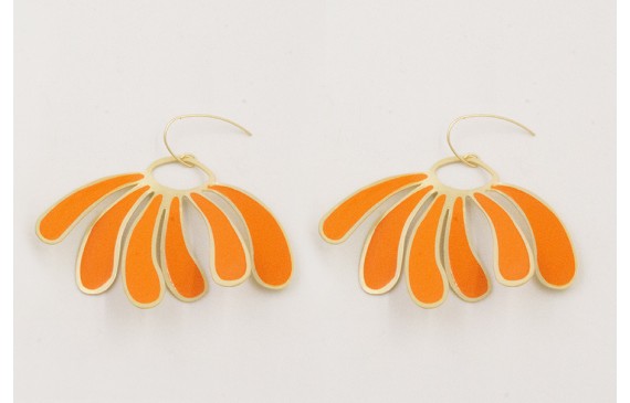 Pendientes gancho sencillo con pétalos esmaltados 