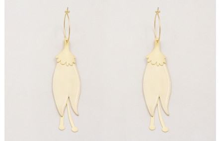 Pendientes gancho sencillo con flor plana esmaltad