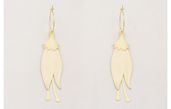 Pendientes gancho sencillo con flor plana esmaltad