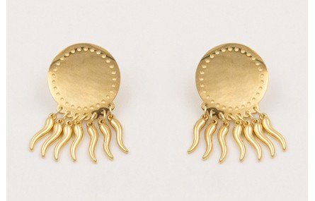 Pendientes ACERO INOX. Perno disco con pimientos c