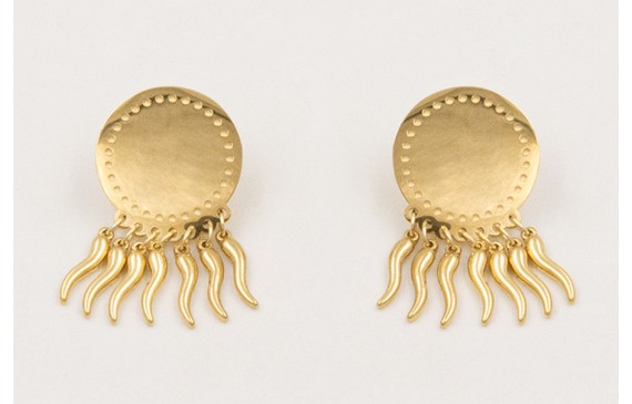 Pendientes ACERO INOX. Perno disco con pimientos c