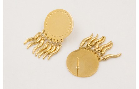 Pendientes ACERO INOX. Perno disco con pimientos c