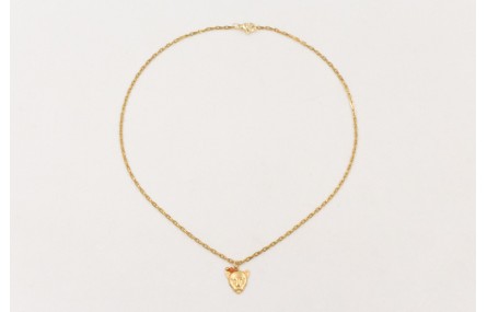 Solitario ACERO INOX. Cadena eslabón gota zig-zag 