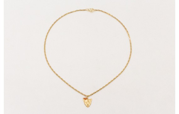 Solitario ACERO INOX. Cadena eslabón gota zig-zag 