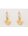 Pendientes ORO 18K. Aro con semipreciosas y colgan
