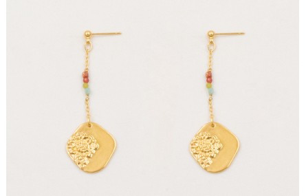 Pendientes ORO 18K. Cadena eslabón pequeño con col