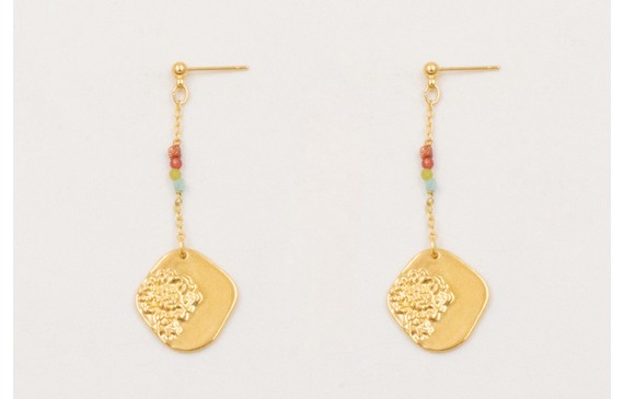 Pendientes ORO 18K. Cadena eslabón pequeño con col