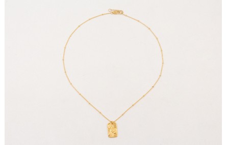 Solitario ORO 18K. Cadena micro bola con colgante 