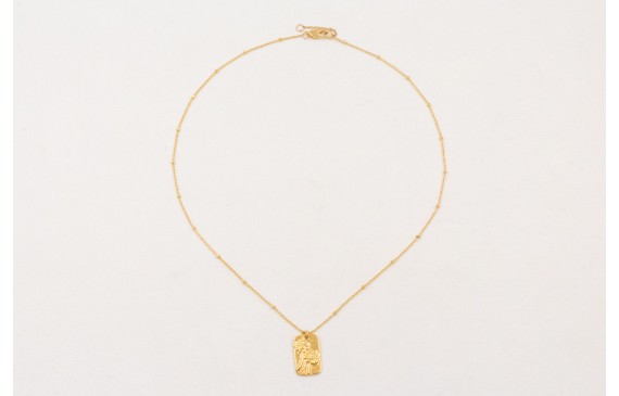 Solitario ORO 18K. Cadena micro bola con colgante 