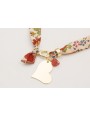 Collar lazo estampado bies flores beige y rojas co