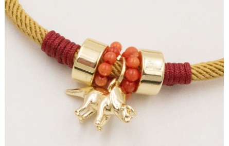 Pulsera cordón retorcido trenzado mostaza con aro