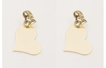 Pendientes perno corazón con colgante corazón todo