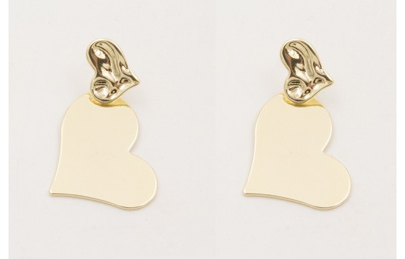 Pendientes perno corazón con colgante corazón todo