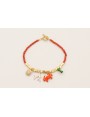 Pulsera con micro tubos de coral, cubos dorados ma