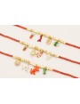 Pulsera con micro tubos de coral, cubos dorados ma