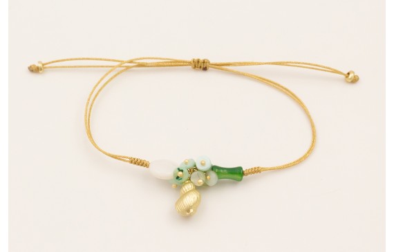 Pulsera hilo dorado metalico con caracola dorado m