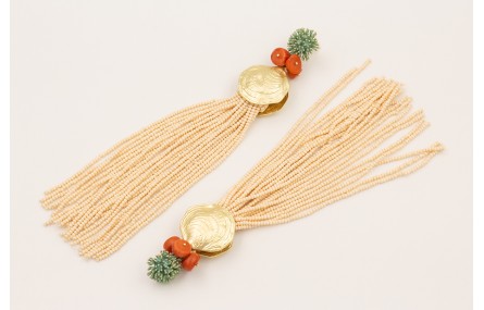 Pendientes perno nenufar esmaltado menta,discos co