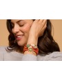 Pulsera discos coral con burruño discos nacar turq