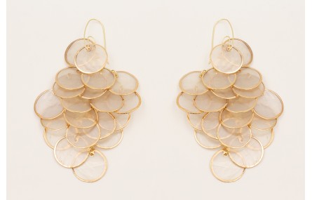 Pendientes cascada con gancho dorado y discos naca